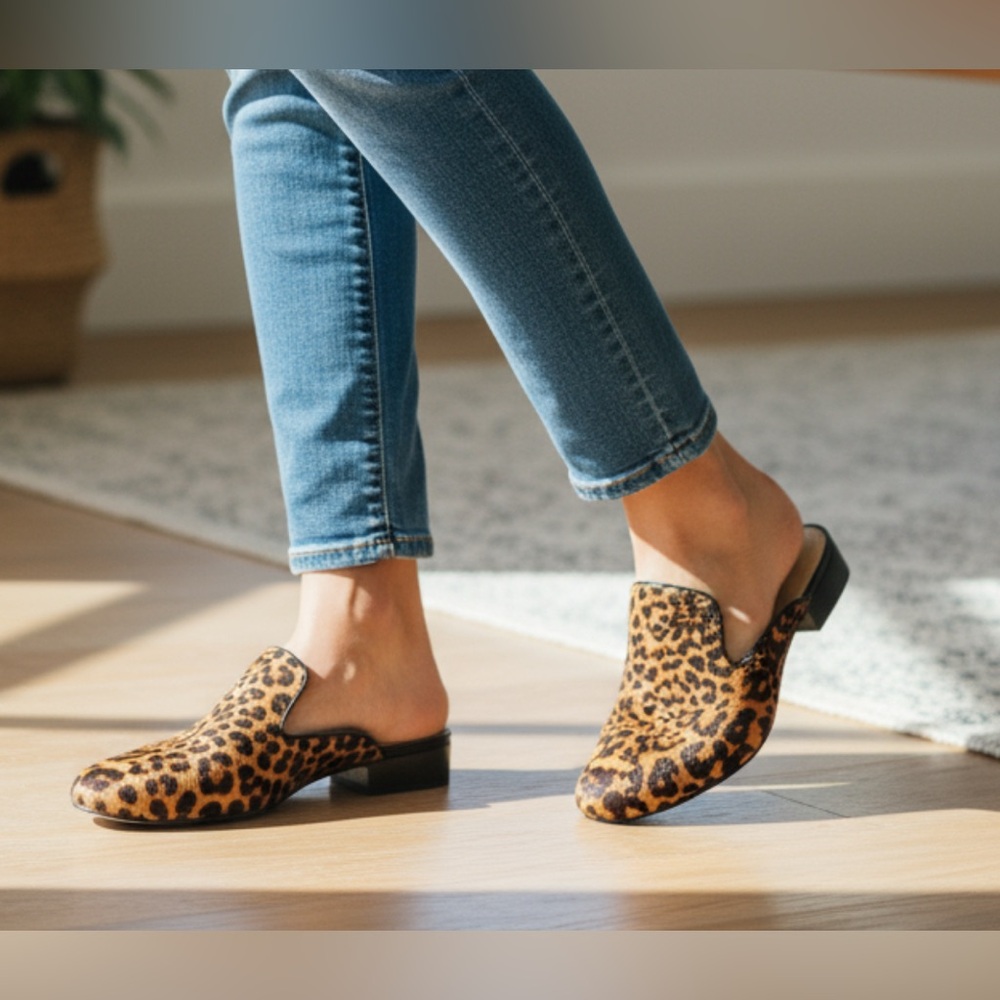 Anthropologie Matisse Lacy Tan Leopard Mules